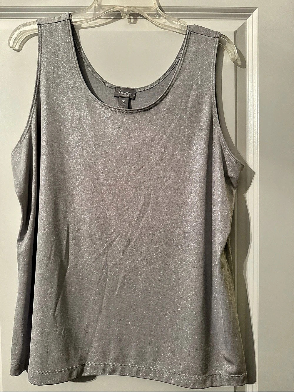Travelers by Chico's Silver Shimmer Tank Top Size XL/16. Like New